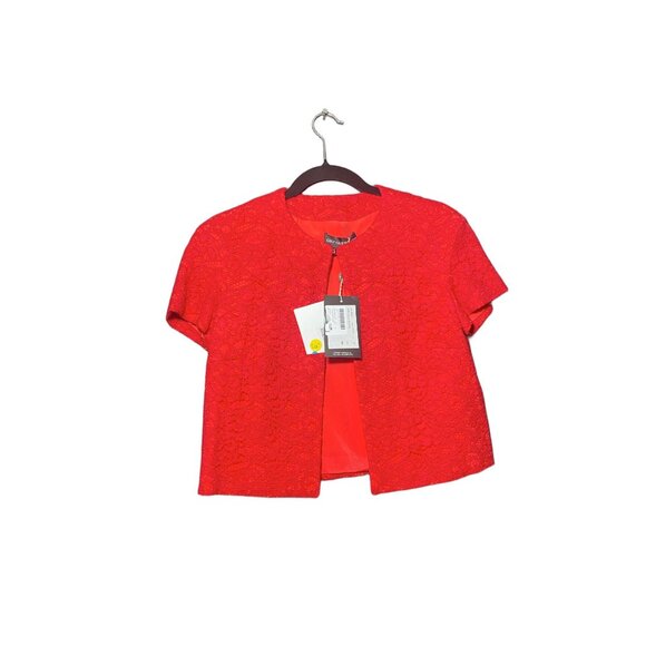 Elegant‎ Gio Guerreri Red Lace Blazer Top Size 44 - Picture 1 of 4